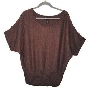 Lane Bryant Brown Sparkly Dolman Sleeved Top Plus Size 18/20